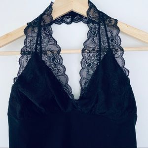 Bordeaux Seamless Black Halter Top